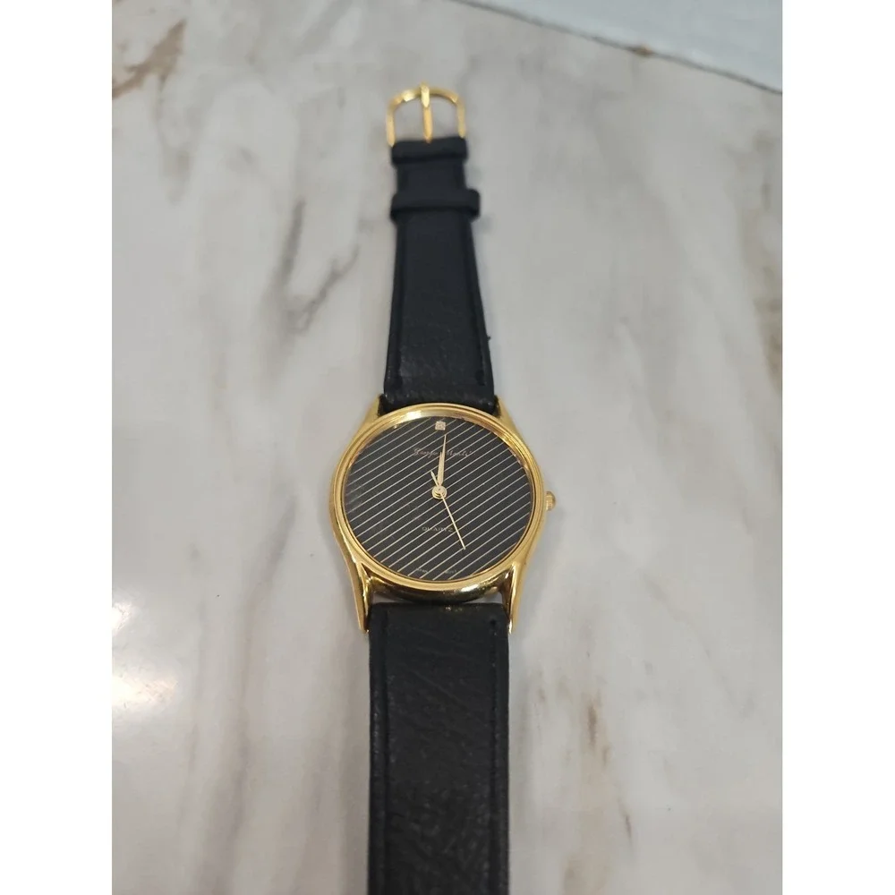 Georgio Monti Genuine Watch Mens Black Goldtone Accent Award Winning quartz Time